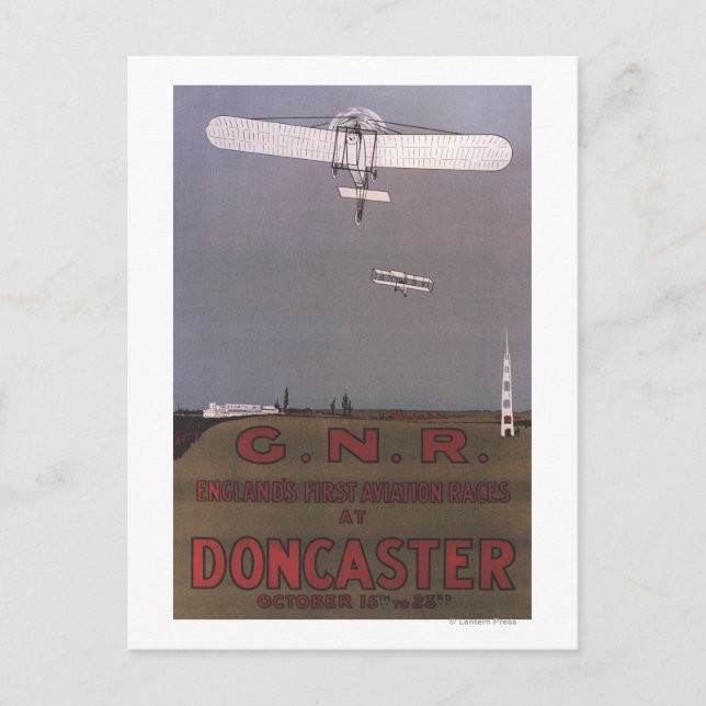 Doncaster, England - Erste Flugrennen Postkarte (Vorderseite)