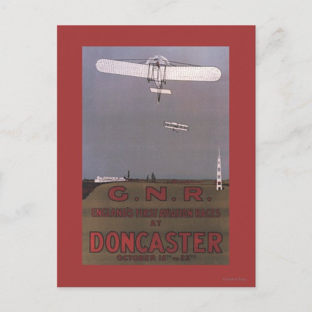 Doncaster, England - Erste Flugrennen Postkarte (Vorderseite)