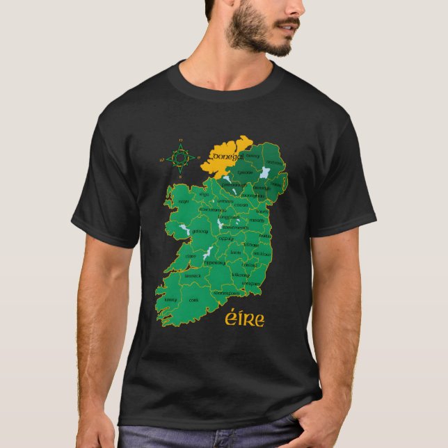 Donegal Ireland Landkreis Map Eire Irish Travel T-Shirt (Vorderseite)