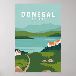 Donegal Ireland Retro Travel Art Vintag Poster