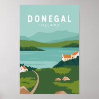 Donegal Ireland Retro Travel Art Vintag