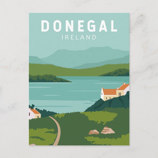 Donegal Ireland Retro Travel Art Vintag Postkarte (Vorderseite)