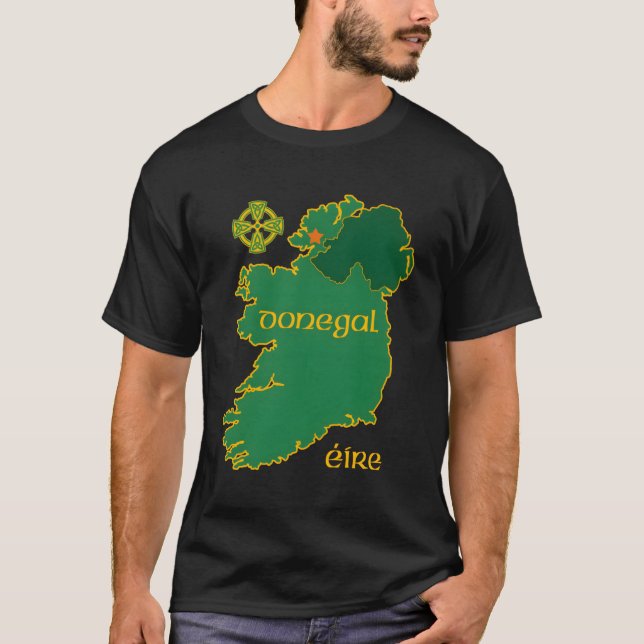 Donegal Ireland Vacation Travel Map Tourist Celtic T-Shirt (Vorderseite)