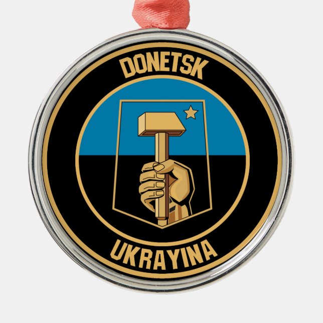 Donetsk-RundEmblem Ornament Aus Metall (Vorne)