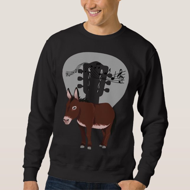 Donkey Acustic Guitar and Music Notes Powerful Ani Sweatshirt (Vorderseite)