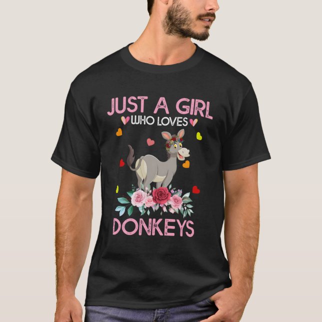 Donkey Animal Lover Geschenk nur ein Mädchen, die  T-Shirt (Vorderseite)