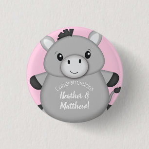 Donkey Baby Dusche Rosa Button
