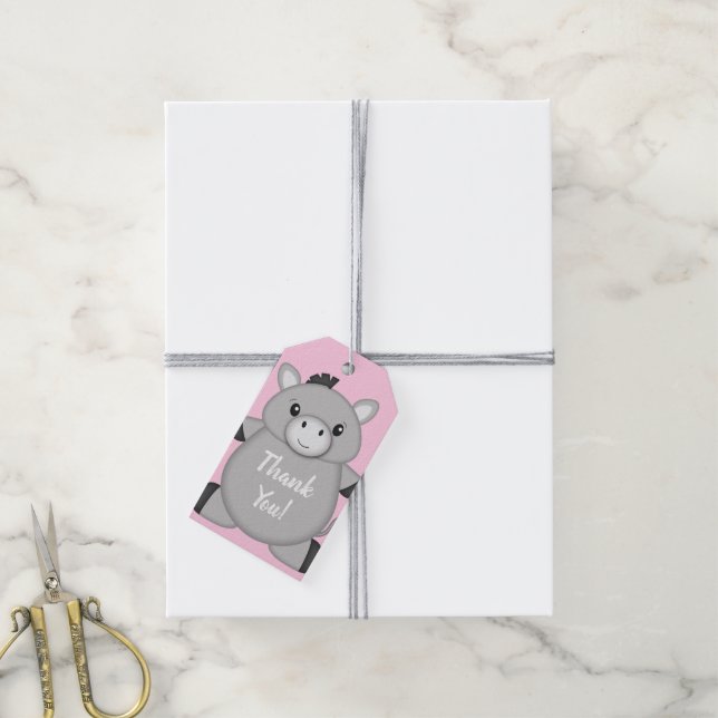 Donkey Baby Dusche Rosa Geschenkanhänger (Mit Garn)