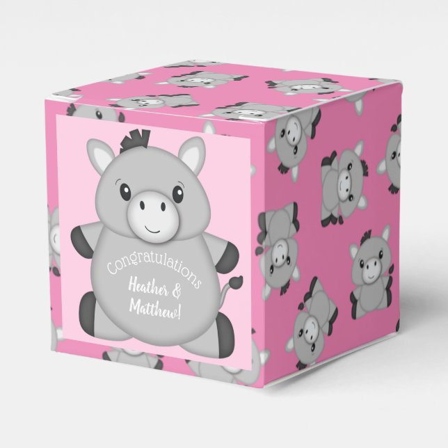 Donkey Baby Dusche Rosa Geschenkschachtel (Vorderseite)