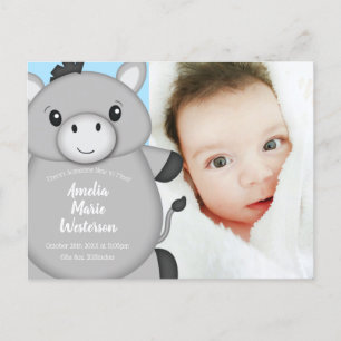Donkey Baby Shower Blue Postkarte