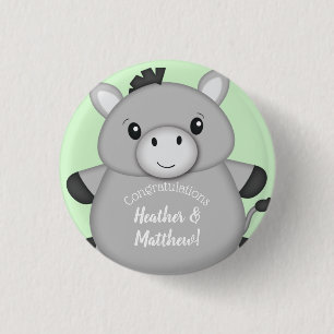 Donkey Baby Shower Green Button