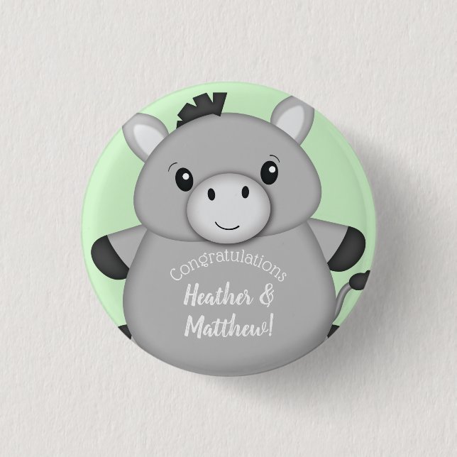 Donkey Baby Shower Green Button (Vorderseite)