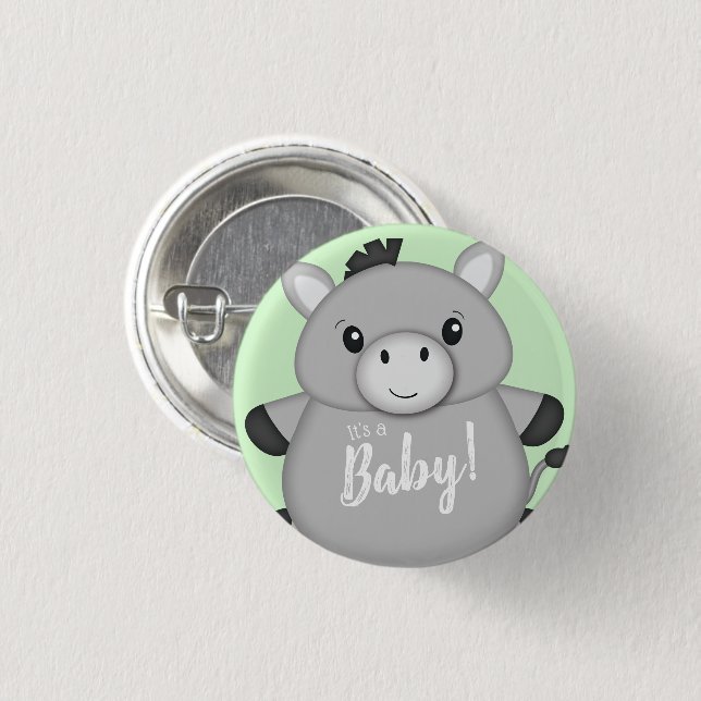 Donkey Baby Shower Green Button (Vorne & Hinten)