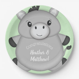 Donkey Baby Shower Green Pappteller