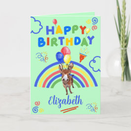 Donkey Birthday Card in Green Karte