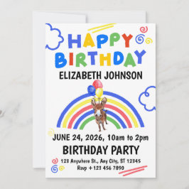 Donkey Birthday Invitation White Einladung