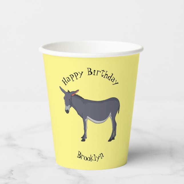 Donkey Cartoon Pappbecher (Vorderseite)