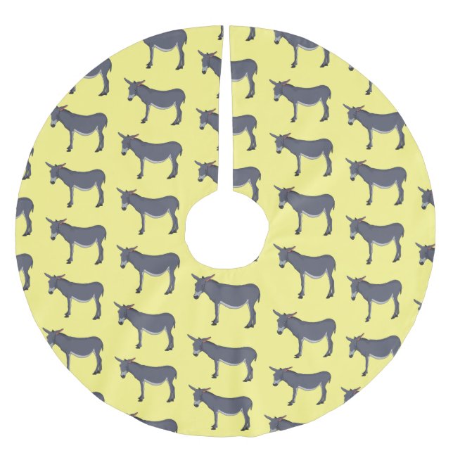 Donkey Cartoon Polyester Weihnachtsbaumdecke (Vorderseite)