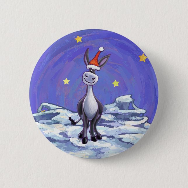 Donkey Christmas Button (Vorderseite)