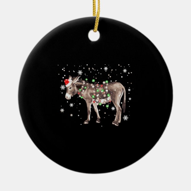 Donkey Christmas Color Lights Xmas Weihnachtsmannm Keramik Ornament (Vorne)
