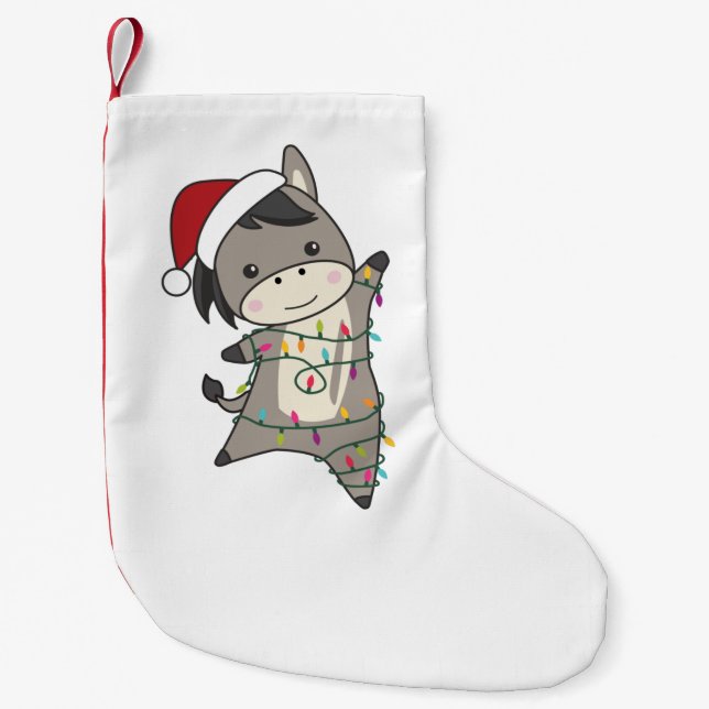 Donkey Christmas Donkeys Winter Animals Adult Clot Kleiner Weihnachtsstrumpf (Vorderseite)