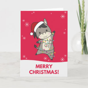 Donkey Christmas Donkeys Winter Animals Card Karte