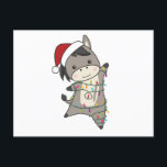 Donkey Christmas Donkeys Winter Animals Postkarte<br><div class="desc">The donkey for Christmas with fairy lights. Funny animals with ohrs and snow to the holidays. Also funny for Christmas in July. Donkeys are sweet animals and perfekt for Christmas.</div>