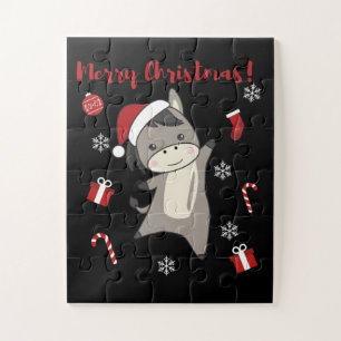 Donkey Christmas Donkeys Winter Animals Puzzle