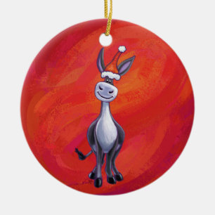 Donkey Christmas Keramik Ornament