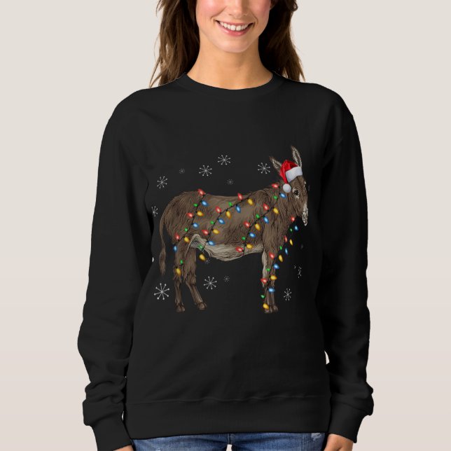 Donkey Christmas Sweater Lights Santa Xmas Sweatshirt (Vorderseite)