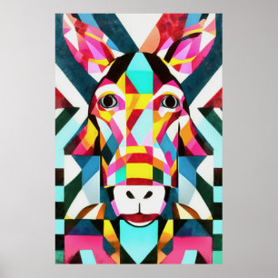 Donkey Colorful Fun Geometrie Abstrakte Kunst Poster