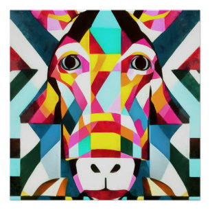 Donkey Colorful Fun Geometrie Abstrakte Kunst Poster