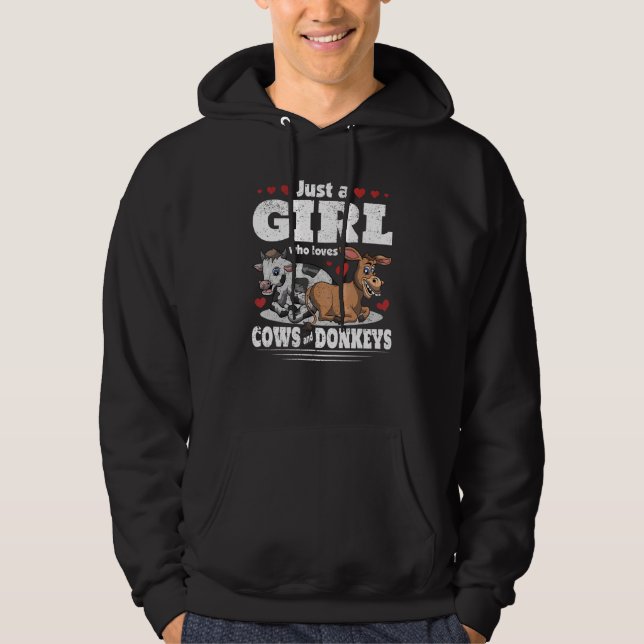 Donkey Cow Farmer Farm Animal  Girls Women Farmer  Hoodie (Vorderseite)