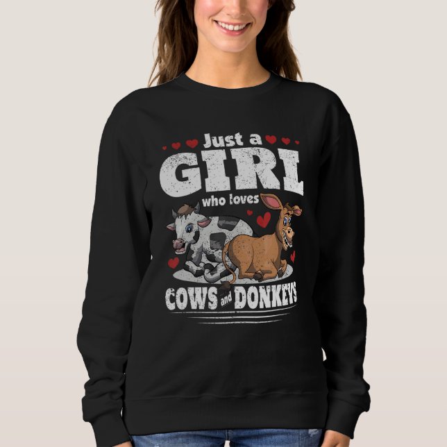 Donkey Cow Farmer Farm Animal  Girls Women Farmer  Sweatshirt (Vorderseite)