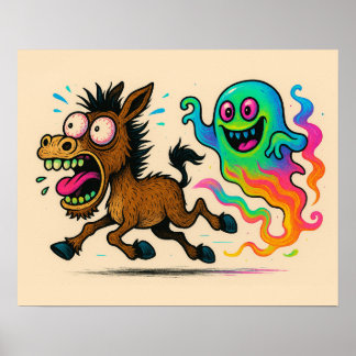 Donkey, der aus einem Ghost-Poster läuft Poster