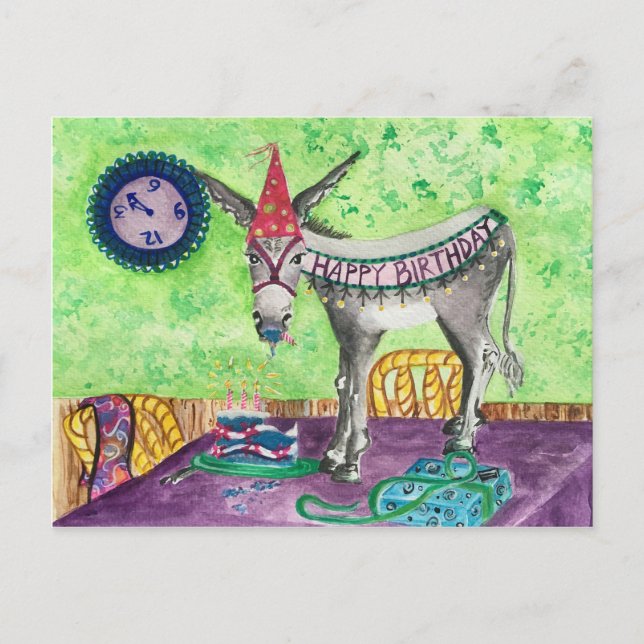 Donkey Happy Birthday Card Postkarte (Vorderseite)