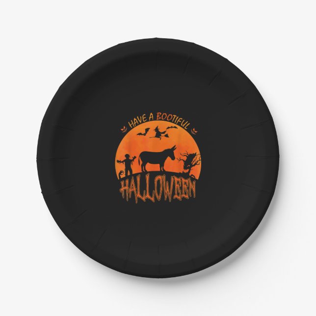 Donkey - Happy Halloween| Funny Beängstigend Costu Pappteller (Vorderseite)
