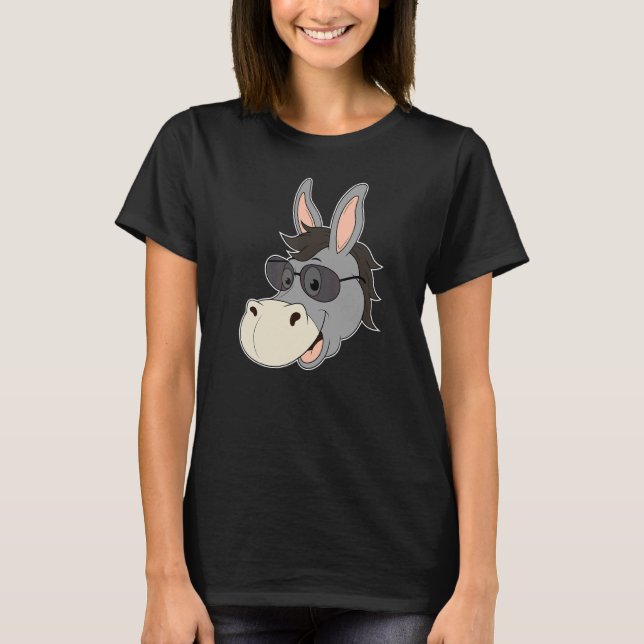 Donkey Head Sonnenbrille Mule Heart Zoo Tierfarme T-Shirt (Vorderseite)