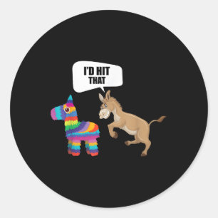 Donkey Id traf, dass Pinata mexikanische Funny Cin Runder Aufkleber