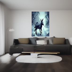 Donkey im schneebedeckten Berg   AI Art Poster