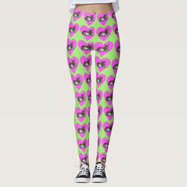 Donkey in rosa Herz Leggings (Vorderseite)