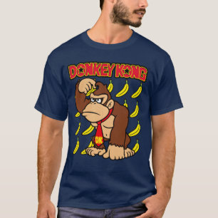 Donkey Kong Affe denkt an Bananen Hintergrund Pull T-Shirt