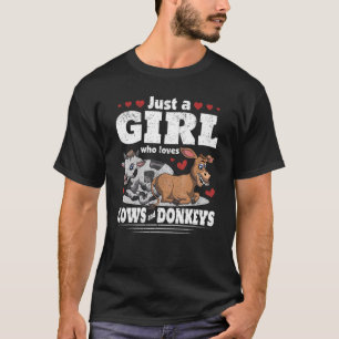 Donkey Kuh Bauer Farm Animal Girls Frauen Bauer T-Shirt