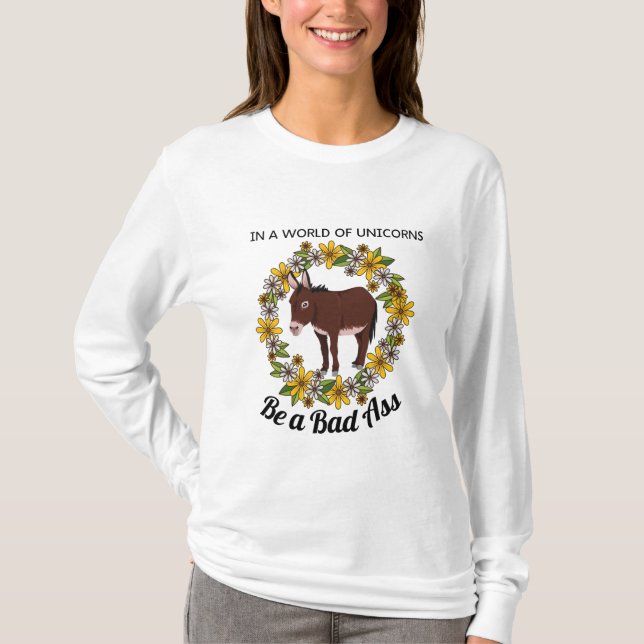 Donkey-Liebhaber Langarm-Hemd T-Shirt (Vorderseite)
