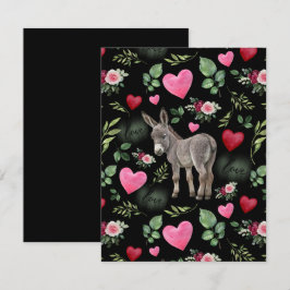 Donkey Love Valentine’s Day Card in Black Mitteilungskarte