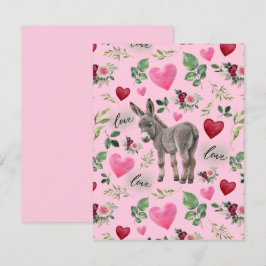 Donkey Love Valentine’s Day Card in Pink Mitteilungskarte