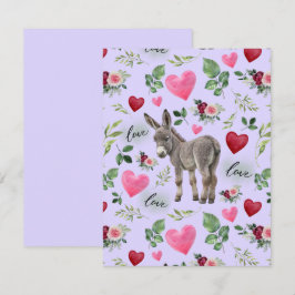 Donkey Love Valentine’s Day Card in Purple Mitteilungskarte