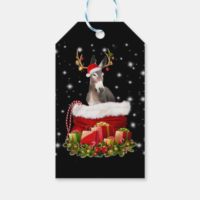 Donkey Lover Geschenk| Happy Donkey Frohe Weihnach Geschenkanhänger (Vorderseite)