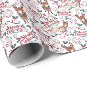 Donkey Merry Christmas Wrapping Paper Geschenkpapier