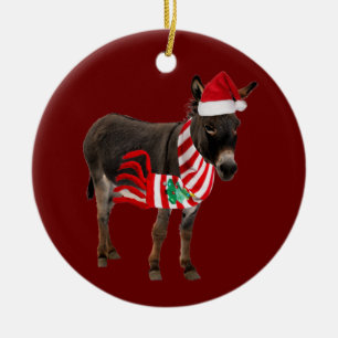 Donkey mit Hutschuh Weihnachten Keramik Ornament